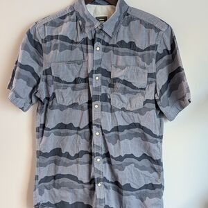 G-Star RAW Men’s Large Short Sleeve Pearl Snap Shirt Gray Wave Camo Arc Western